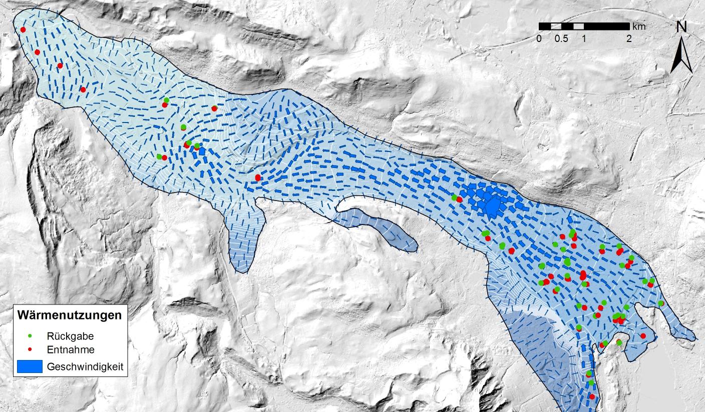 Grundwasserströmung im Limmattal